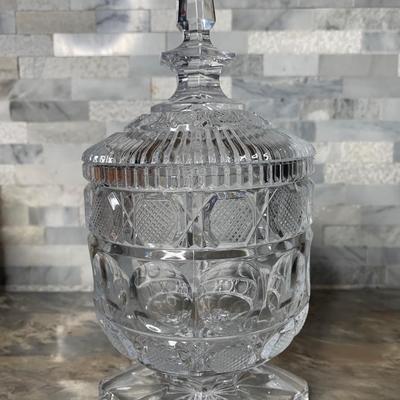 Bohemia crystal glass chocolate Box, 1900s antique candy jar