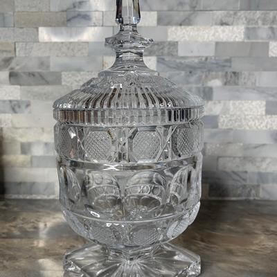Bohemia crystal glass chocolate Box, 1900s antique candy jar