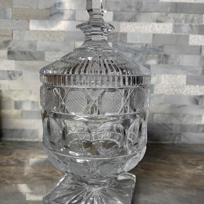 Bohemia crystal glass chocolate Box, 1900s antique candy jar
