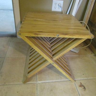 Folding Wood Slat Side Table