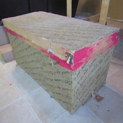 Lined Wooden Trunk with Sewing/Needlepoint Materials
