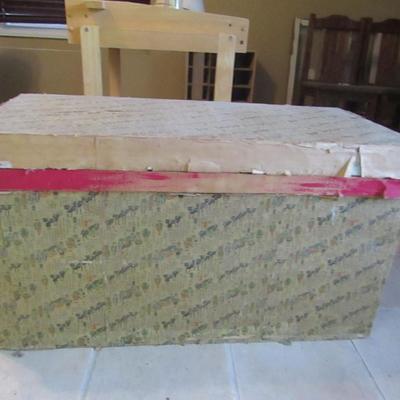 Lined Wooden Trunk with Sewing/Needlepoint Materials