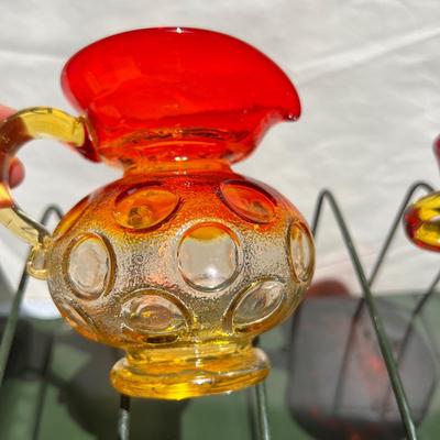 Lot 3 Vintage Red Blown Glass Decorative Pieces