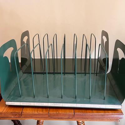 2 Vntg. CATA-RACK Industrial Metal File & Globe