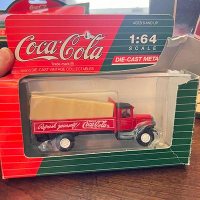Lot of  Coca-Cola Christmas Buildings, Trucks, Metal Figurines