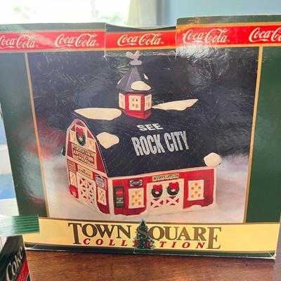 Lot of  Coca-Cola Christmas Buildings, Trucks, Metal Figurines