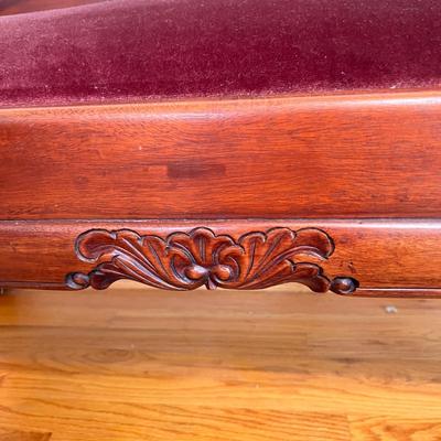 Antique Decorative Wood Upholstered Bench