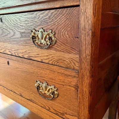 Antique 3-Drawer Dresser with Tilt Mirror on Casters