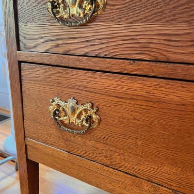 Antique 3-Drawer Dresser with Tilt Mirror on Casters