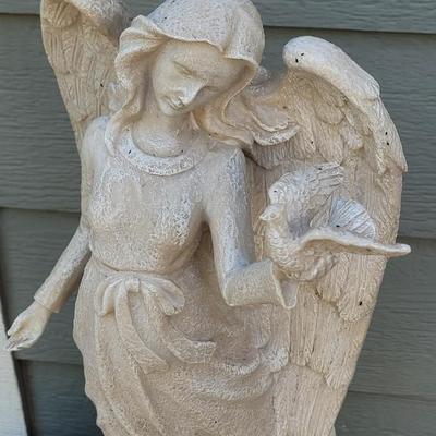 Angel with Bird Garden Statue