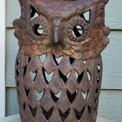 Heavy Wrought Iron Owl Candle Holder