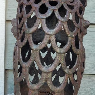 Heavy Wrought Iron Owl Candle Holder