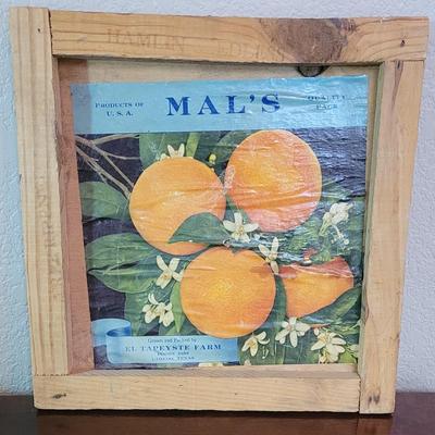 Vintage Mal's Oranges Crate Piece