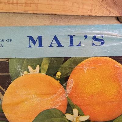 Vintage Mal's Oranges Crate Piece