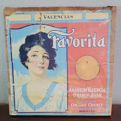 Vintage Favorita Valencia Oranges Crate Piece
