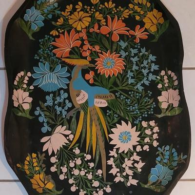 Antique Handpainted Bird Tray