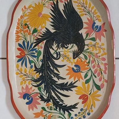 Antique Handpainted Wood Tray