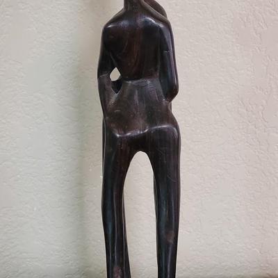 Vintage Hand Carved Wood Lovers Sculpture