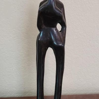 Vintage Hand Carved Wood Lovers Sculpture