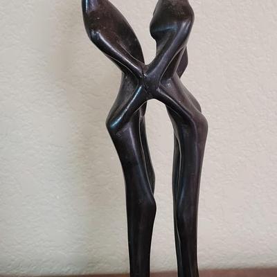 Vintage Hand Carved Wood Lovers Sculpture