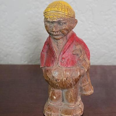 Vintage Hand Carved Wood Golfer