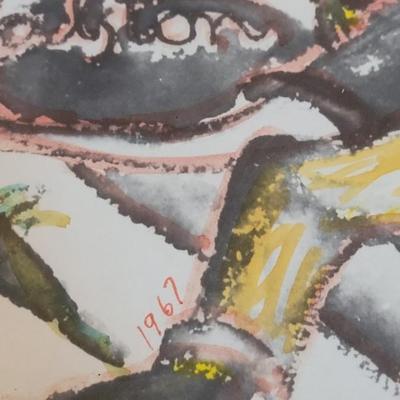 Original Watercolor 'Pan Cakes At the Lake' Art Signed & Dated