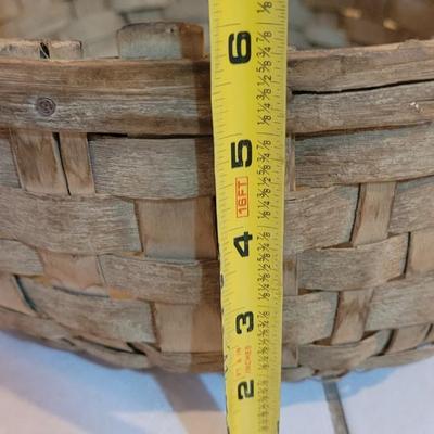 Antique Large Handmade Gathering Basket with Wooden Handle
