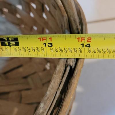 Antique Large Handmade Gathering Basket with Wooden Handle