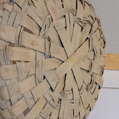 Antique Large Handmade Gathering Basket with Wooden Handle