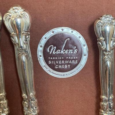105 Piece Gorham Chantilly Sterling Silver Flatware Set in Nakenâ€™s Silverware Chest (SS-HS)