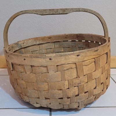 Antique Large Handmade Gathering Basket