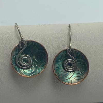 Verdigris Brass Necklace & Teal Colored Earrings (B2-HS)