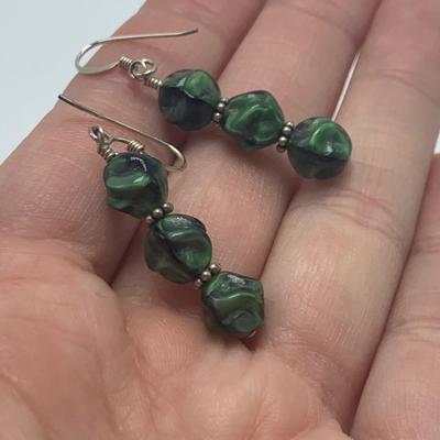 Verdigris Brass Necklace & Teal Colored Earrings (B2-HS)