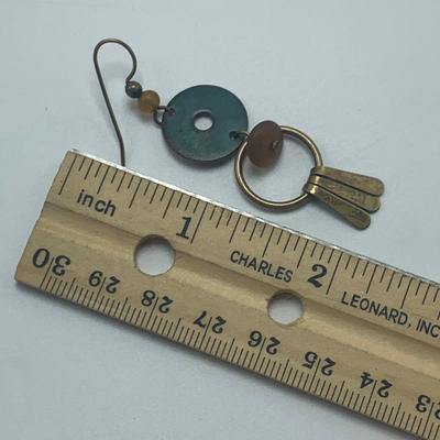 Verdigris Brass Necklace & Teal Colored Earrings (B2-HS)