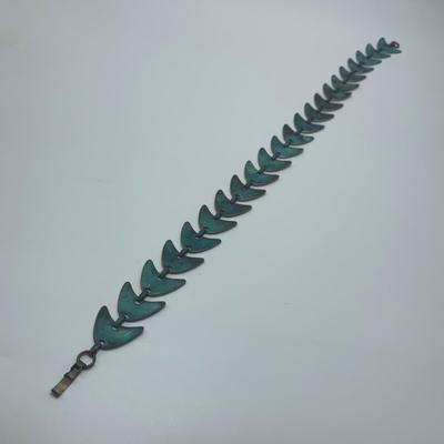 Verdigris Brass Necklace & Teal Colored Earrings (B2-HS)