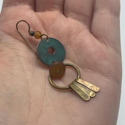 Verdigris Brass Necklace & Teal Colored Earrings (B2-HS)