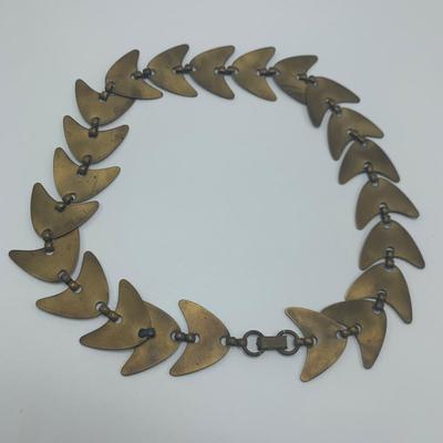 Verdigris Brass Necklace & Teal Colored Earrings (B2-HS)