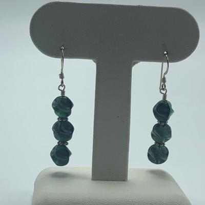 Verdigris Brass Necklace & Teal Colored Earrings (B2-HS)