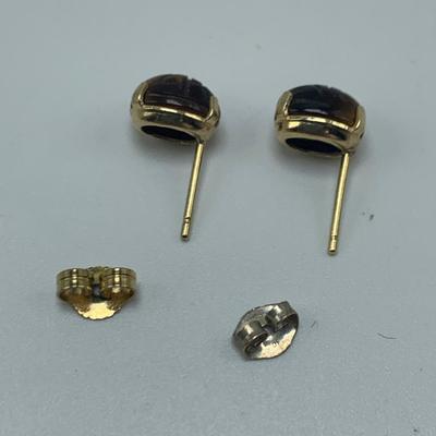 Labradorite Pendant on 925 Chain with Tigerâ€™s Eye Studs & More (B2-HS)