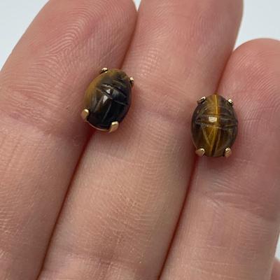 Labradorite Pendant on 925 Chain with Tigerâ€™s Eye Studs & More (B2-HS)