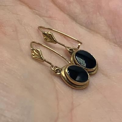 Malachite & Onyx Earrings & Pendant with 14K & Sterling (B2-HS)