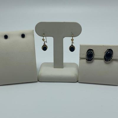 Malachite & Onyx Earrings & Pendant with 14K & Sterling (B2-HS)