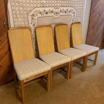 4 Oak Wooden Chairs with Padded Seat Cushion (Lot A)
