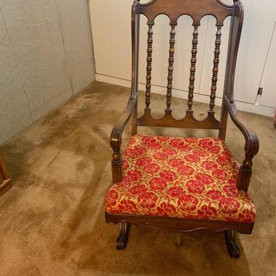 Vintage Wooden Chair with red flowers