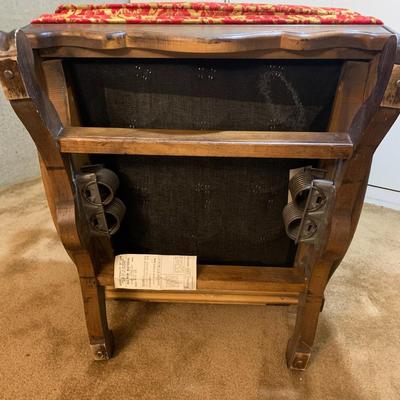 Vintage Wooden Chair with red flowers