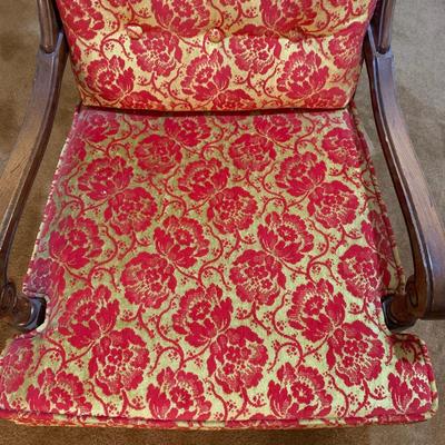 Vintage Wooden Chair with red flowers