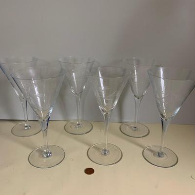 6 Wine Glasses with Flower engraving