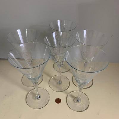 6 Wine Glasses with Flower engraving