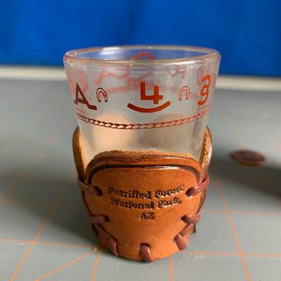 2 Shot Glasses with leather holders
