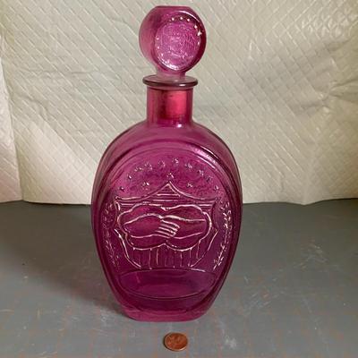 1970 Ezra Brooks Empty Purple 100 Mo Bourbon Whiskey Decanter Vintage, No Labels